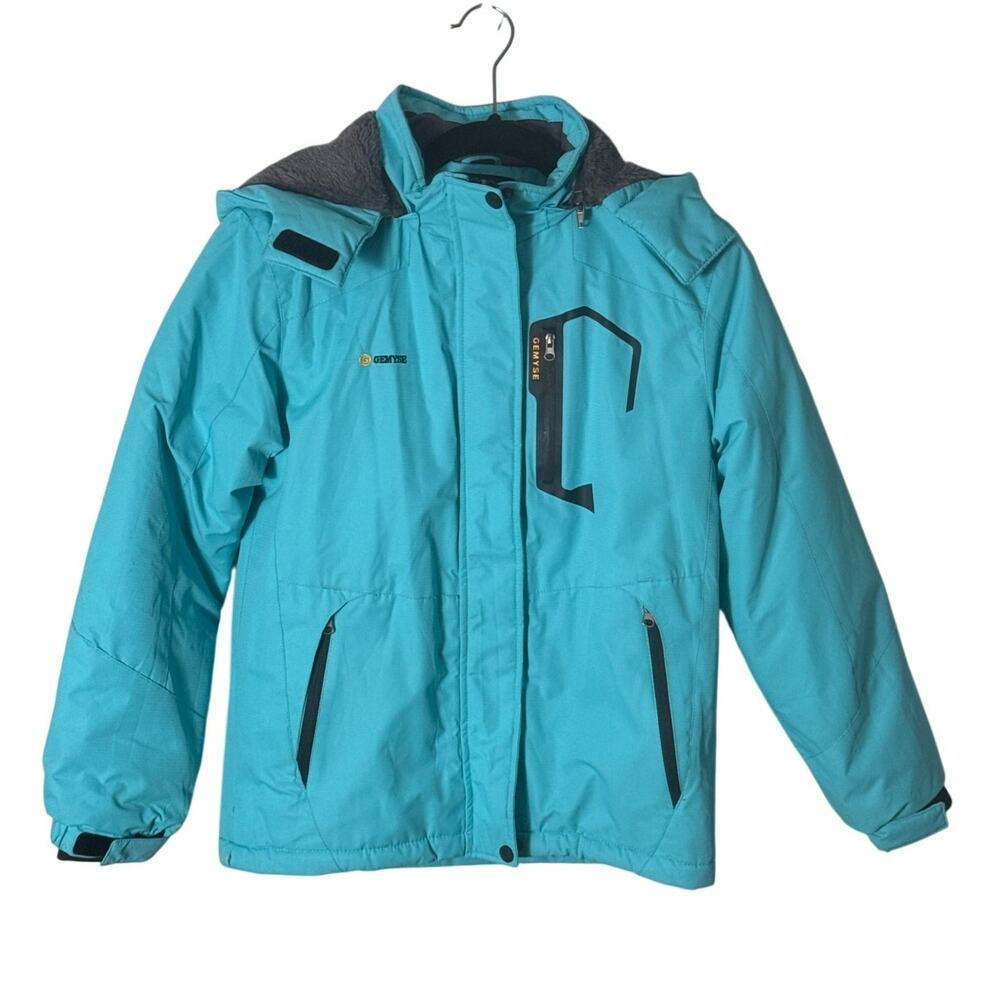 Gemyse Girls Waterproof‎ Winter Jacket Teal Blue Removable Hood Size 10/12